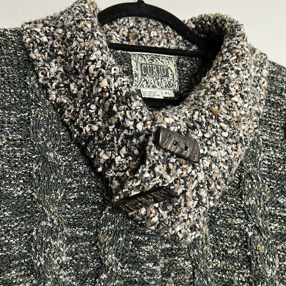 Anthropologie CURIO cable knit cardigan sweater fold over collar large women’s - Picture 2 of 8